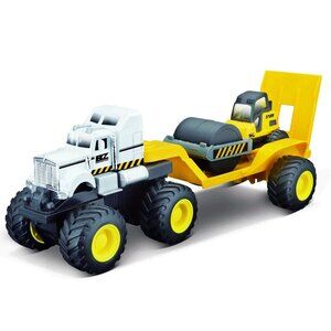 3/$77❤️new torn box Maisto Builder Zone Quarry Haulers Semi Truck Trailer Roller